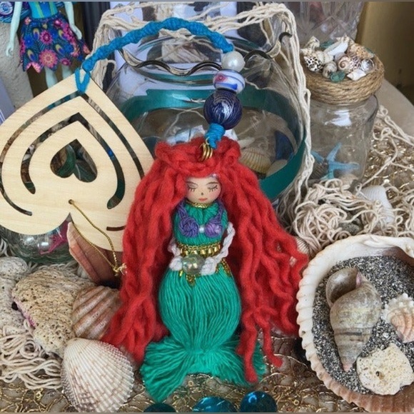 Mermaid macrame Hanger Doll Handmade  100% Handmade - Picture 2 of 12